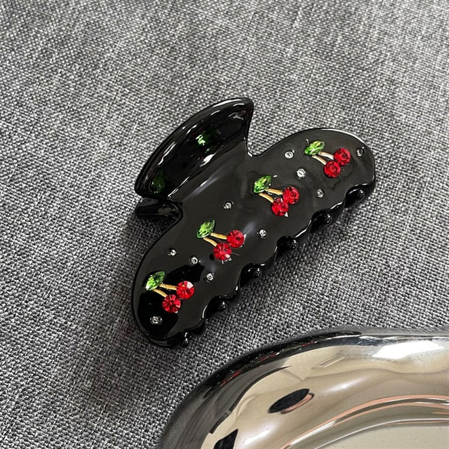 Rhinestone Cherry Hair Clip