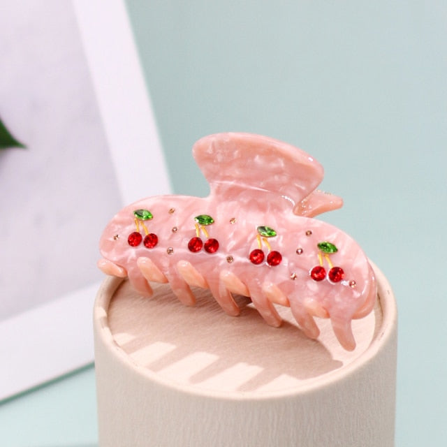 Rhinestone Cherry Hair Clip