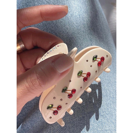 Rhinestone Cherry Hair Clip