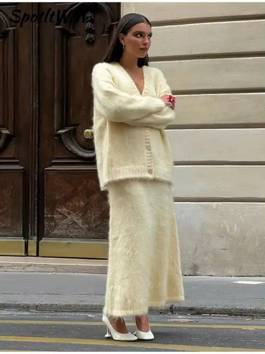 Penelope - Mohair blend knitted two piece set