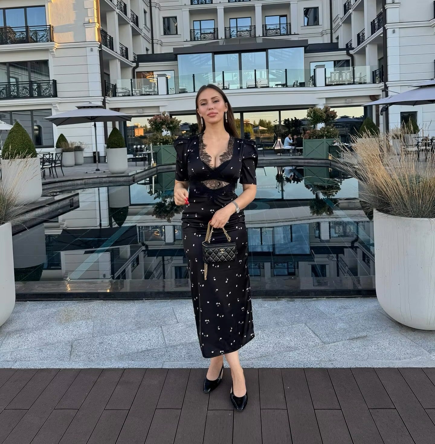 Camilla - V-neck satin silk dress