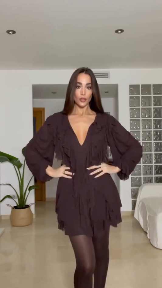 Chloe - Ruffled v-neck dress