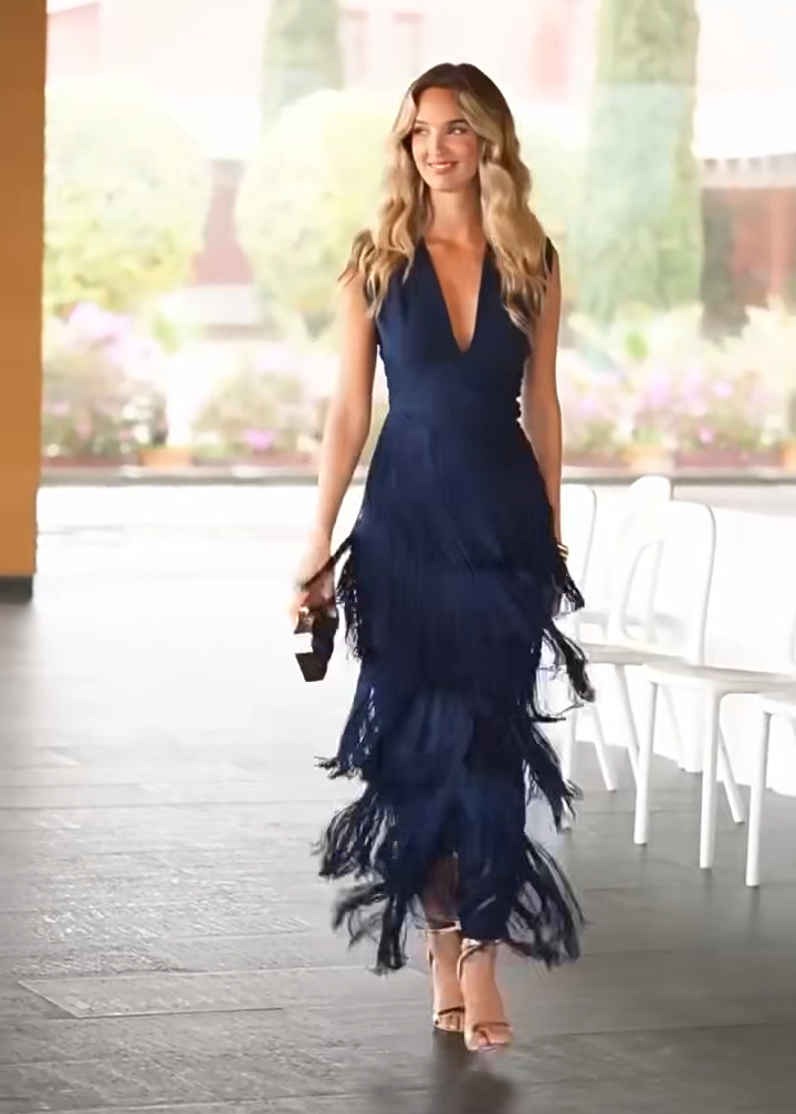 Clarice - Fringe v-neck dress