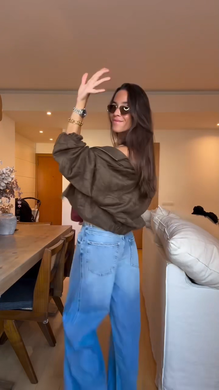 June - Faux suede embroidered zipper jacket