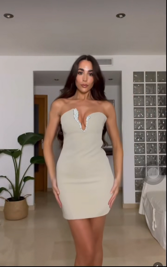 Dalia - Strapless dress with strass detail