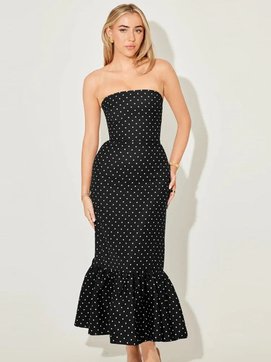 Jasmin - Strapless polkadot dress
