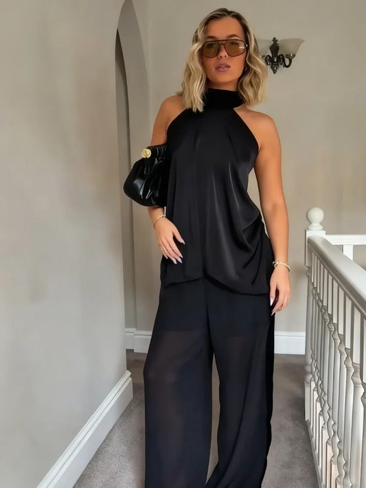 Yvaine - Satin silk backless top
