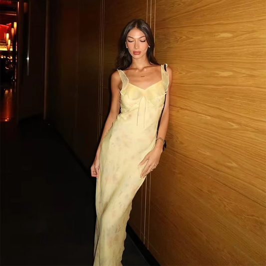Solene - Flattering satin silk dress