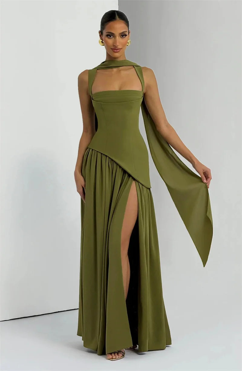 Suri - Square neck dress with slit