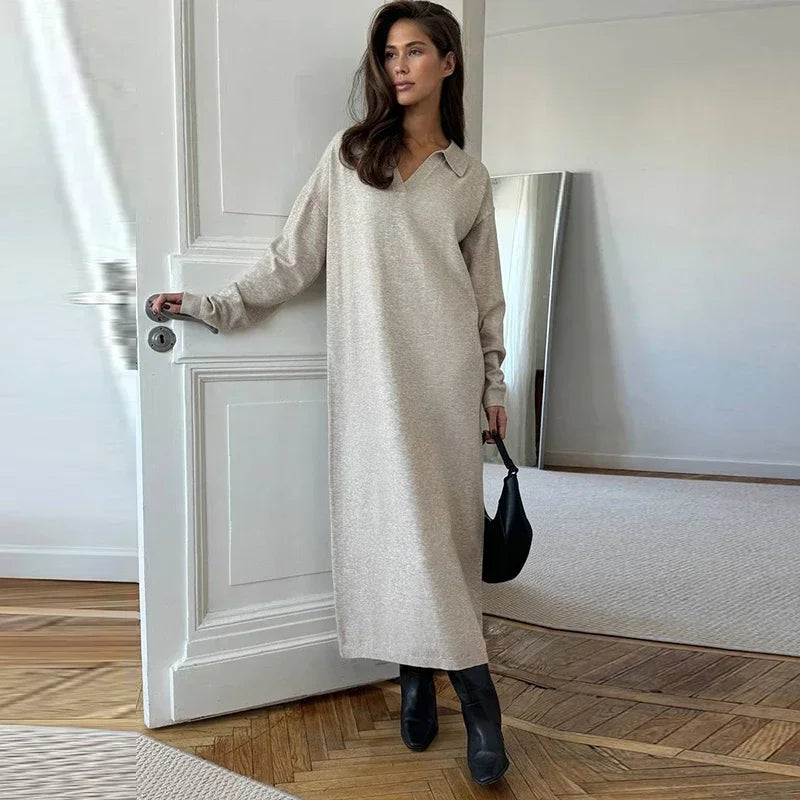 Lorena - Knitted polo neck dress