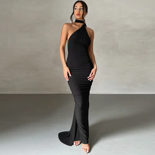 Coralie - Elegant one shoulder long dress