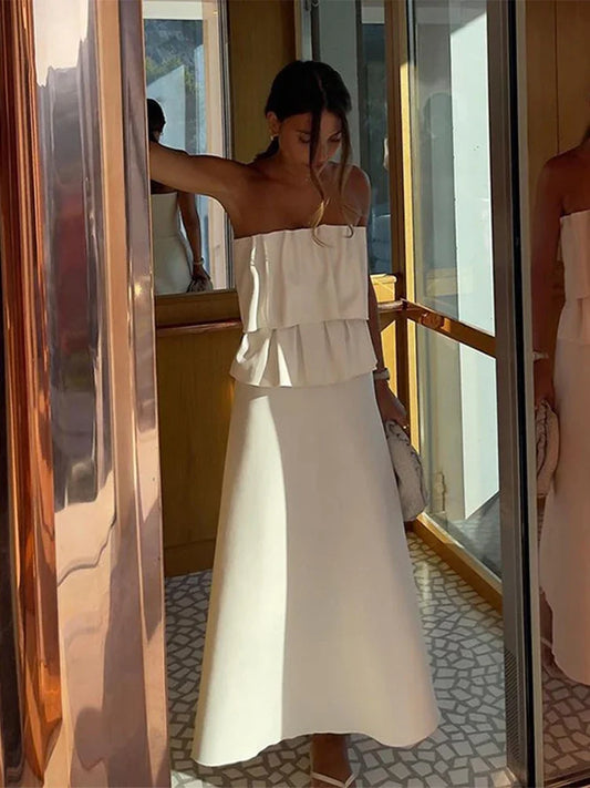 Gerry - Strapless dress with pleating
