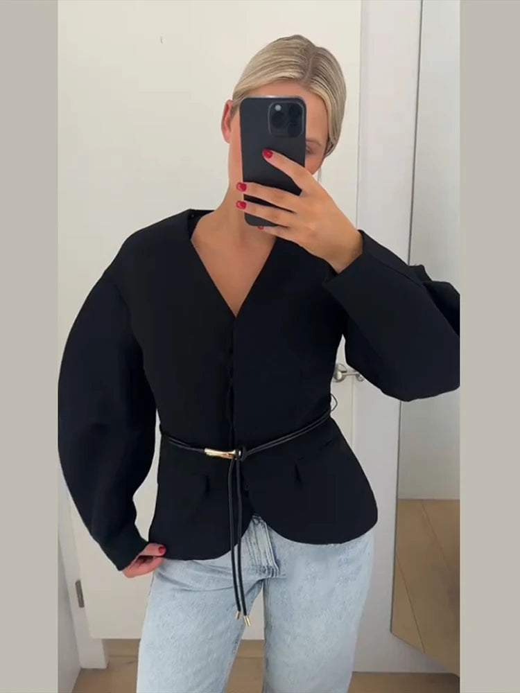 Celine - V-neck belted jacket