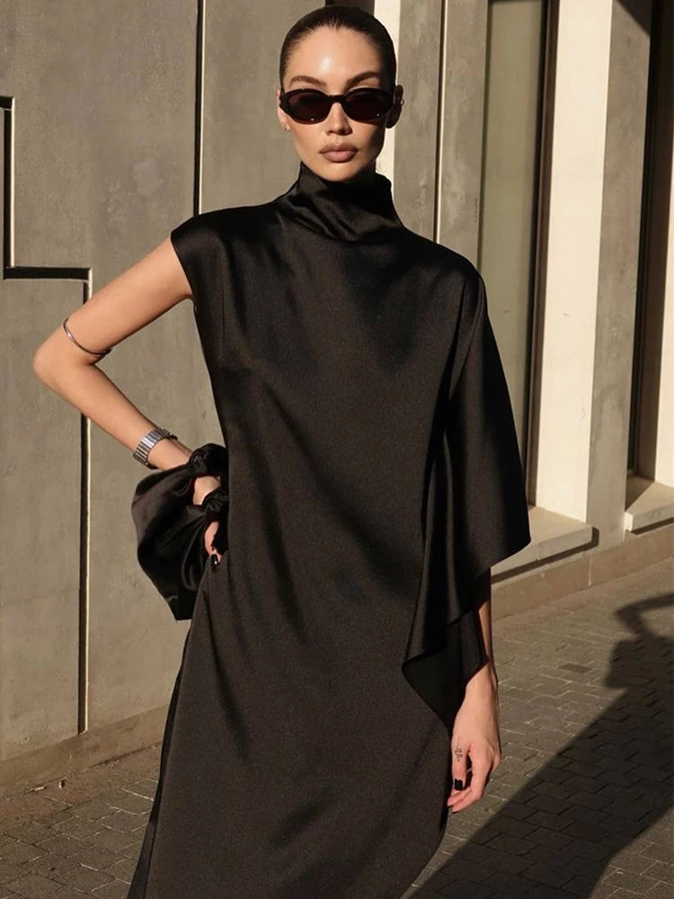 Bella - One sleeve high neck dress