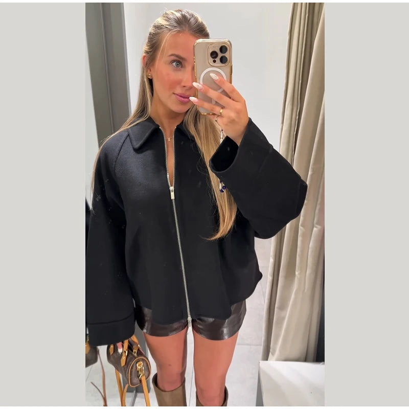 Freja - Wool blend zipper jacket