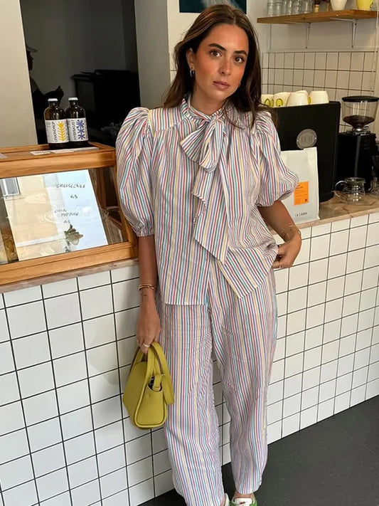 Isa - Cotton blouse and trouser set