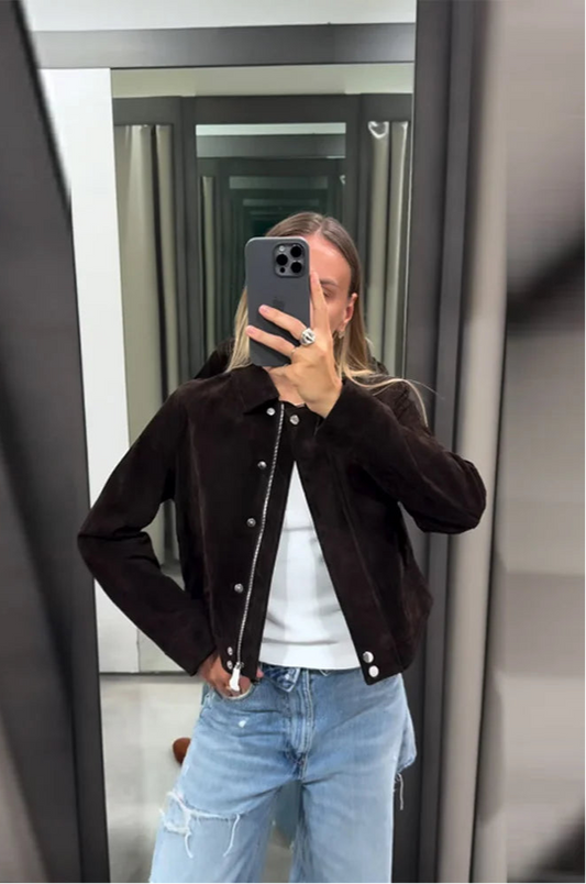 Harper - Suede style zipper jacket