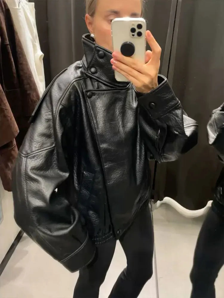 Rowan - Vegan leather oversized jacket