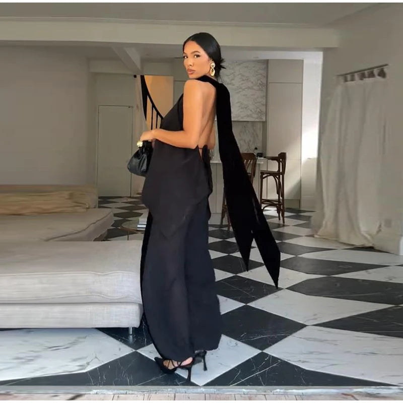 Yvaine - Satin silk backless top