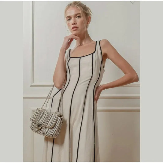 Tamara May - Striped dress with squared neckline