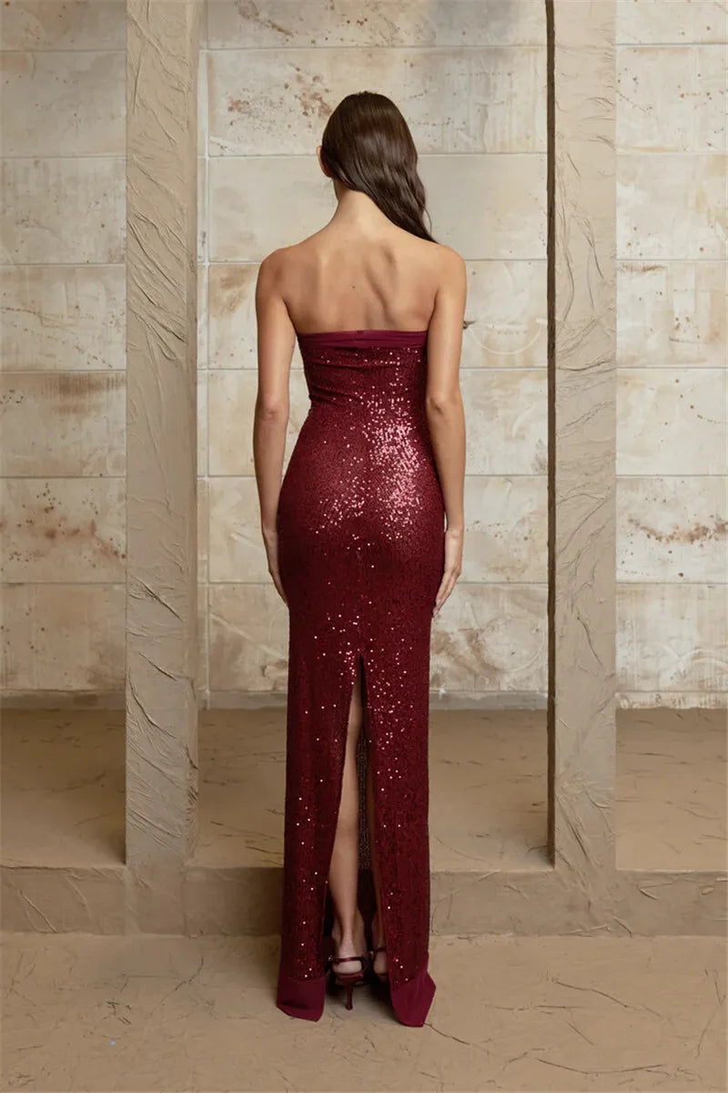 Emilia - Strapless sequined tube dress