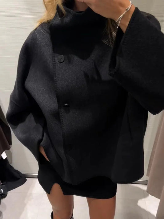 Zoya - Wool blend high neck coat