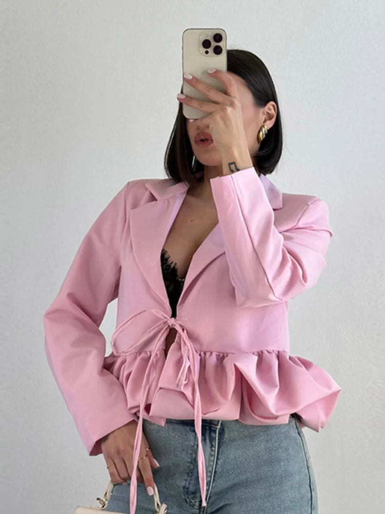 Samina - Ruffled hem blazer jacket