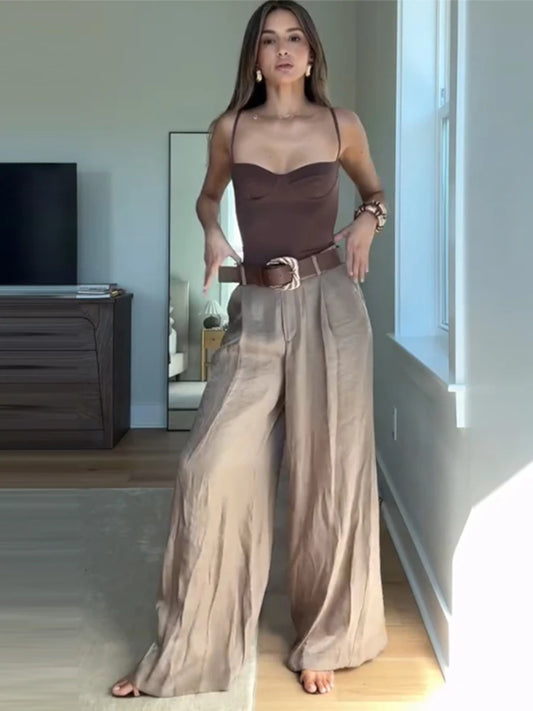 Malou - Satin silk palazzo trousers