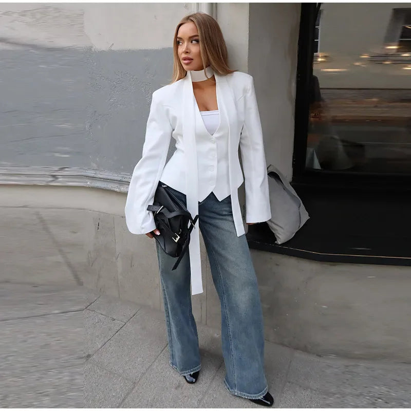 Anna - Blazer style jacket with scarf