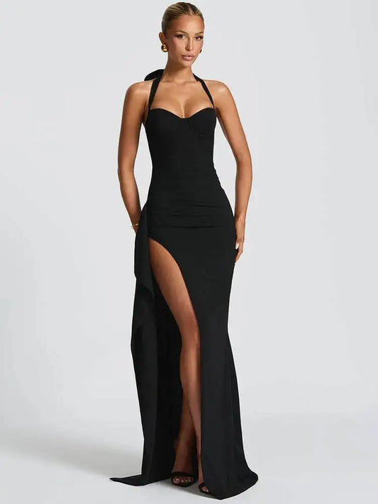 Kalina - Halterneck dress with slit