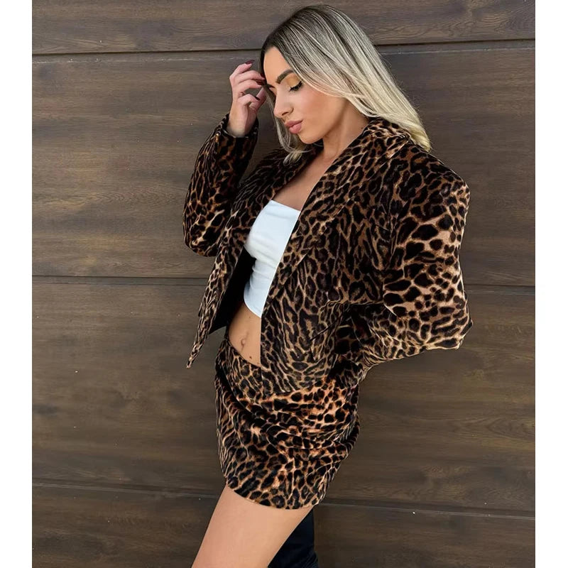 Leonie - Velvet leopard blazer jacket