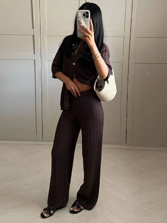 Violet - Textured knit two piece set