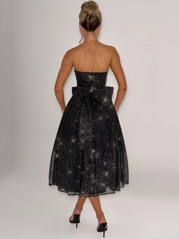 Jessie - Strapless sparkling midi dress