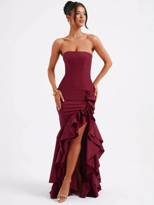 Paola - Strapless dress with slit