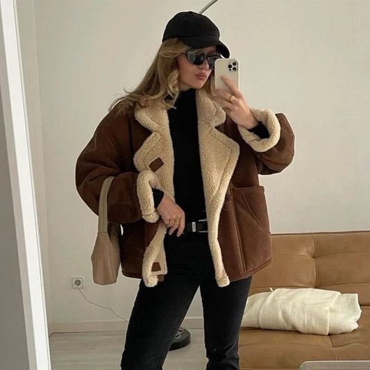 Jackie - Oversized faux lammy coat