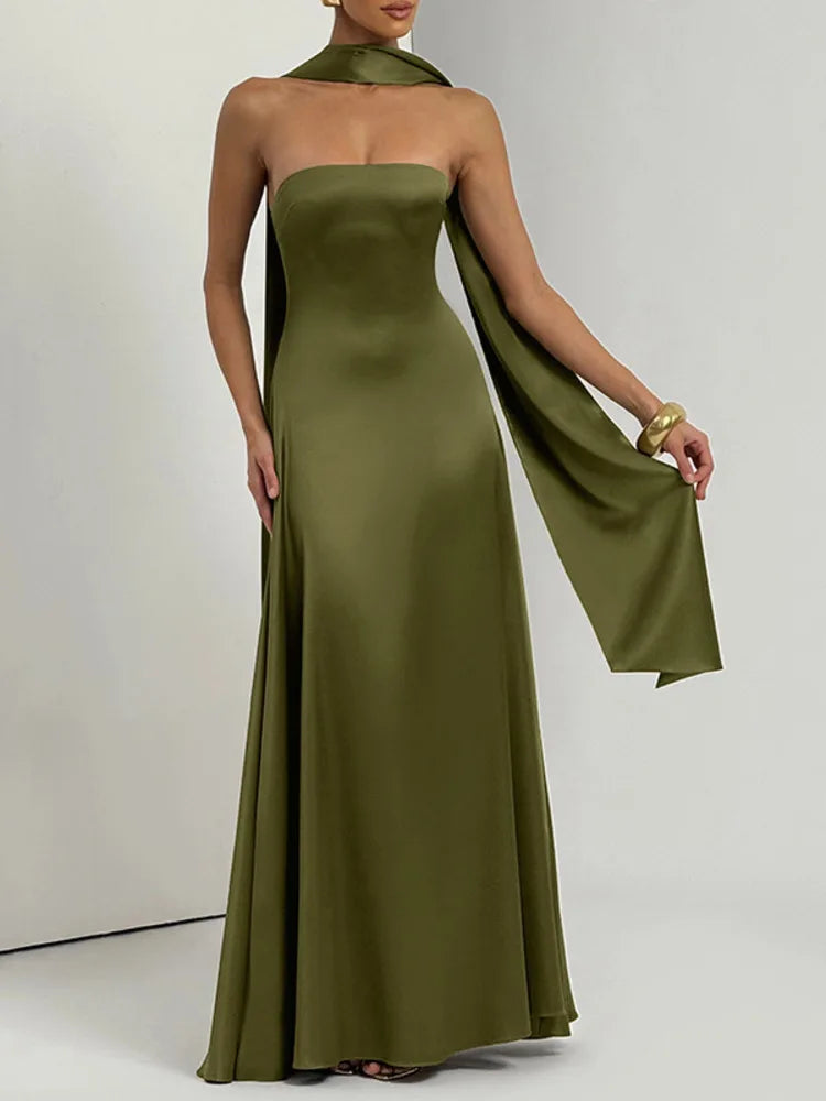 Noor - Satin silk strapless A-line dress