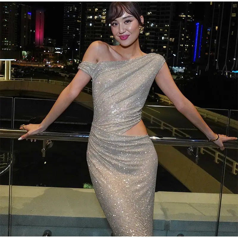 Aletta - Sparkling off shoulder dress