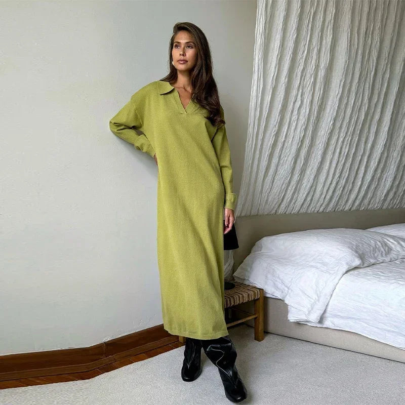 Lorena - Knitted polo neck dress