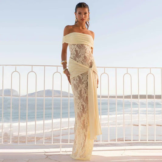 Olivia - Elegant off shoulder lace dress