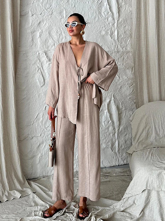 Lisa - Cotton linen blend two piece set