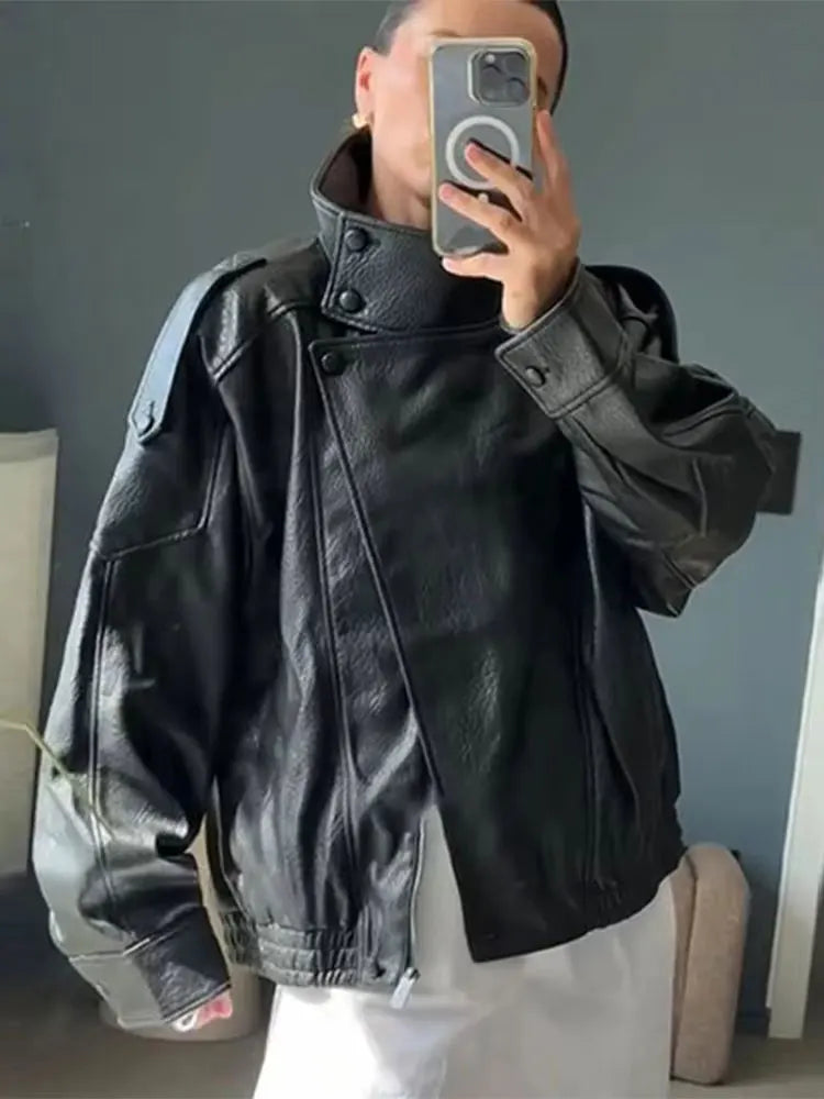 Rowan - Vegan leather oversized jacket