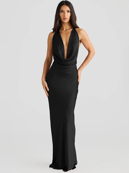Oriana - Long dress with plunging neckline