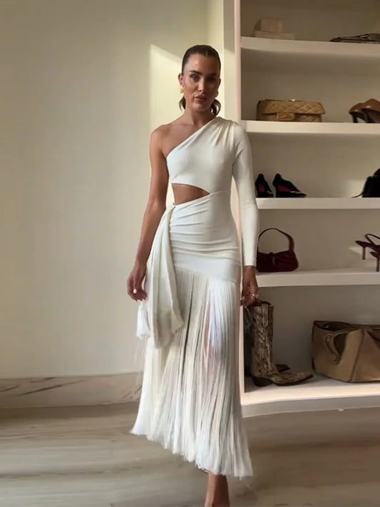 Cassie - Tasseled one shoulder dress