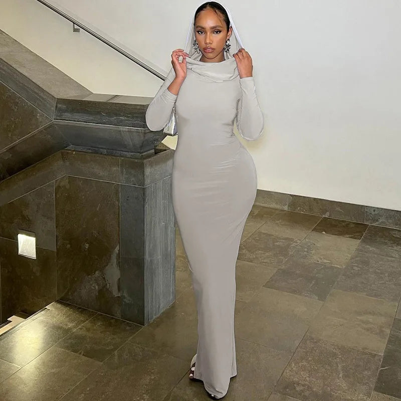 Isla - Figure hugging dress with hood