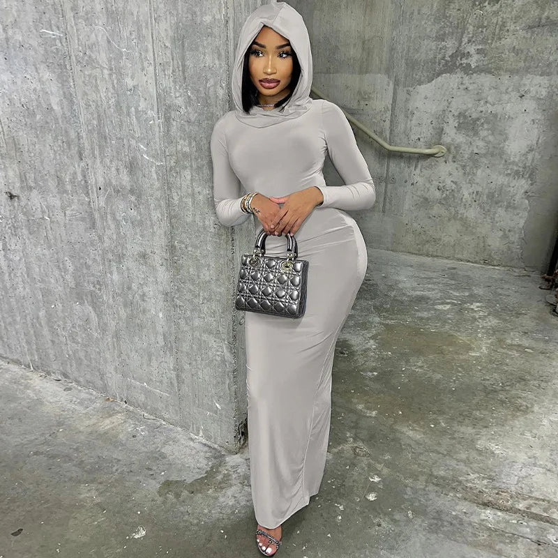 Isla - Figure hugging dress with hood