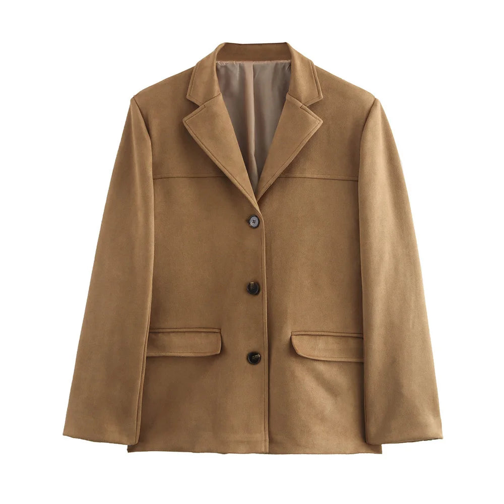 Lindy - Faux suede blazer jacket