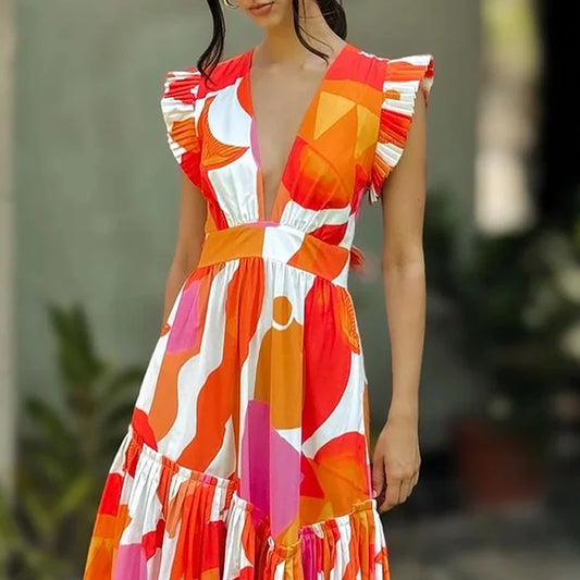 Brinley - Elegant printed maxi dress