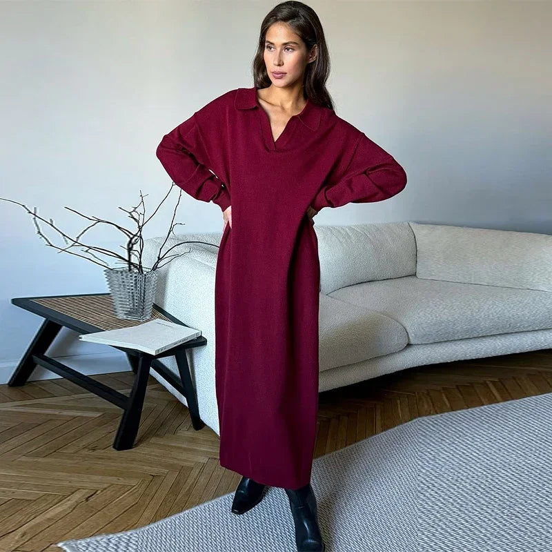 Lorena - Knitted polo neck dress