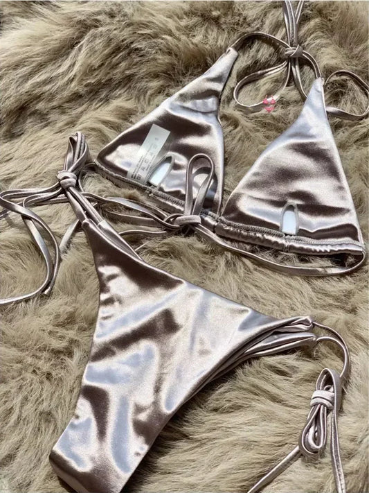 Hailey - Satin look triangle bikini