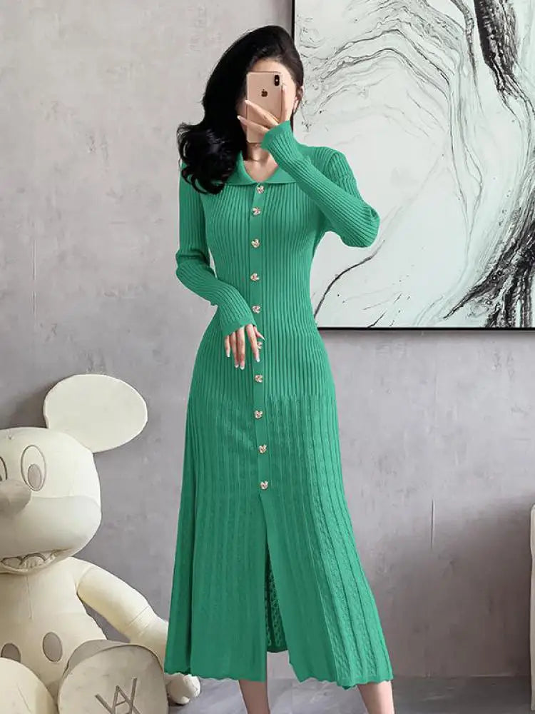Emilia - Fine knitted long sleeve dress